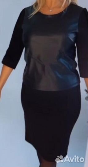 Костюм трикотаж+ вставки эко кожа