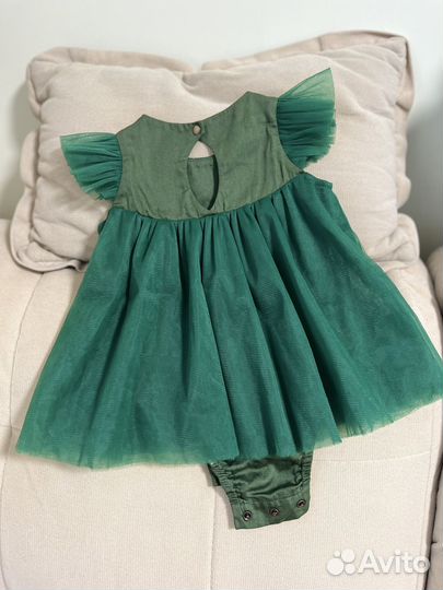 Платье-боди праздничное зеленое 80 размер