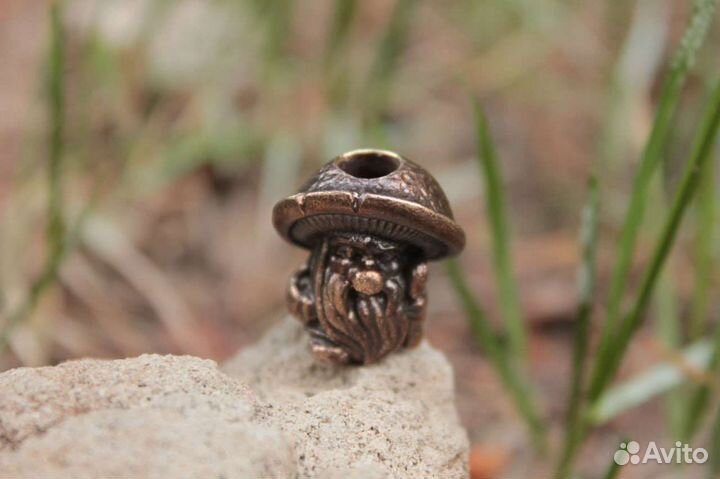 Темляк для ножа Гриб Бронзовая бусина брелок