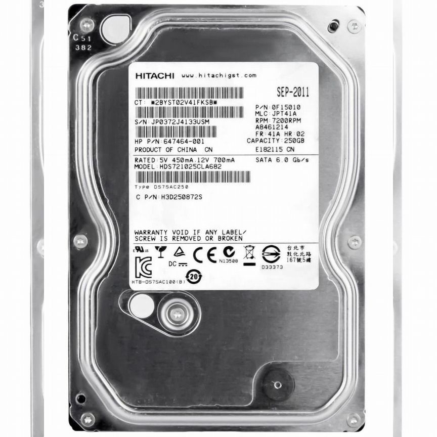 [647464-001] Жесткий Диск Hp 250gb Sata3 3,5" Hdd 647464-001