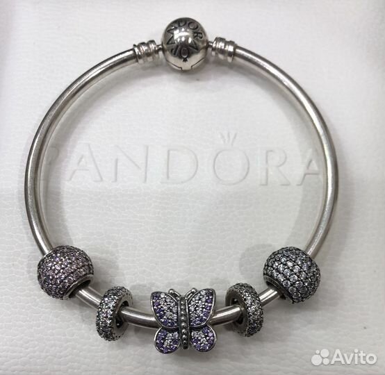 Браслет pandora silver bangle из серебра с шармами