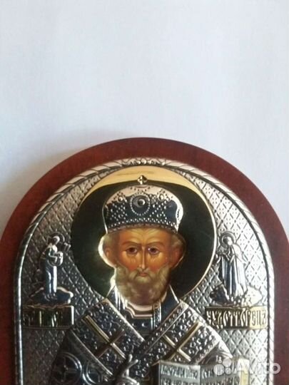 Икона Николая Чудотворца в серебре