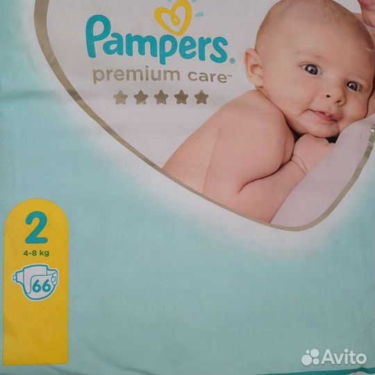 Подгузники Pampers premium care 66шт премиум