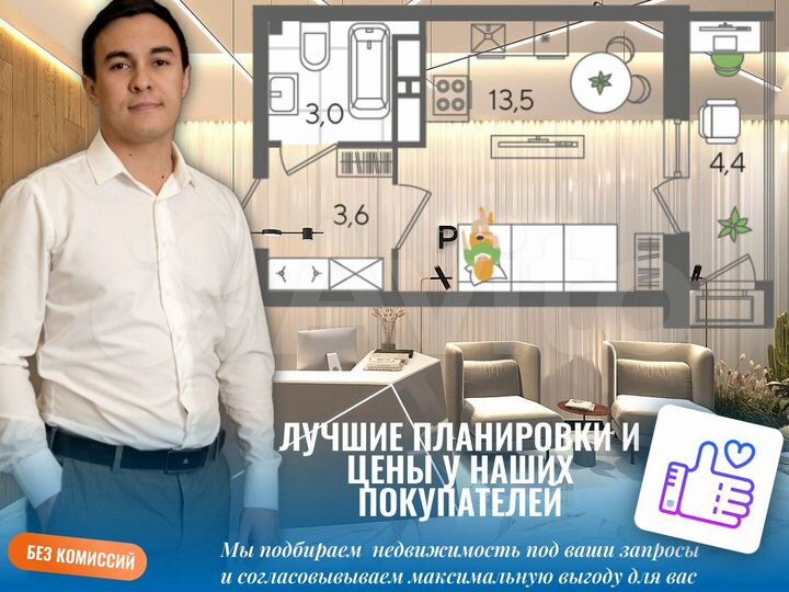 Квартира-студия, 32,2 м², 12/22 эт.