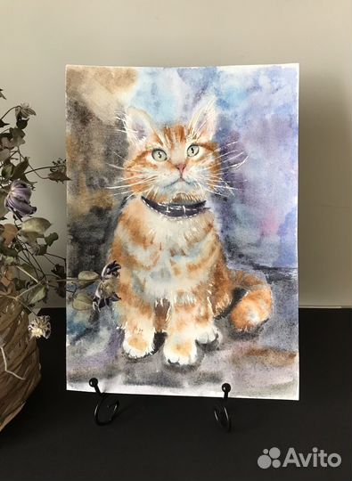 Картина Рыжий кот акварель 21*29,5 А4