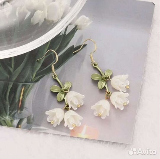 Серьги в виде цветка ландыш 2 вида