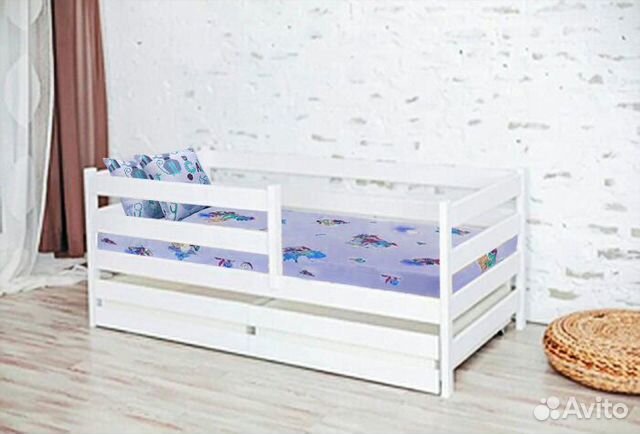 Кроватка высокий борт детская софа эко из массива