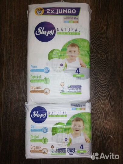 Подгузники sleepy 4 размер 7-14кг, 30шт, 60шт