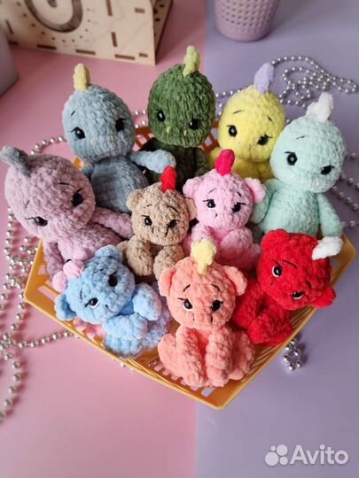 Вязаные драконы, брелки