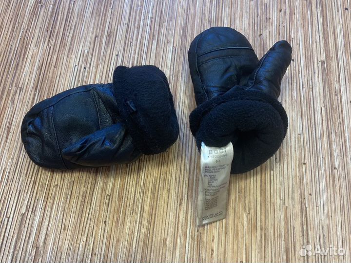 Варежки-краги детские кожаные