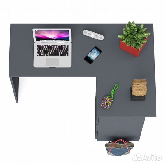 Угловой компьютерный стол Мори мс-16 правый графит, 124,4х84,9х76,6 см, ящики справа, не универсальн