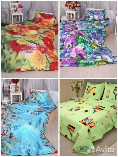 Белье постельное 1.5 сп, 2сп и евро хлопковое