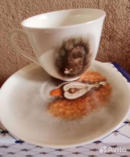 Чашка с блюдцем Ёжик в тумане ифз фарфор