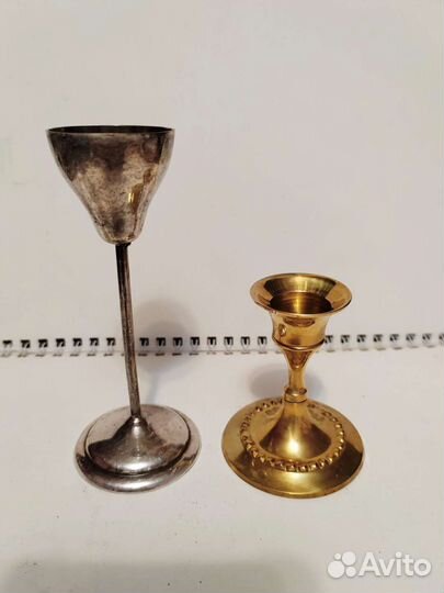Старинные подсвечники Бокал посеребренный Ложечка