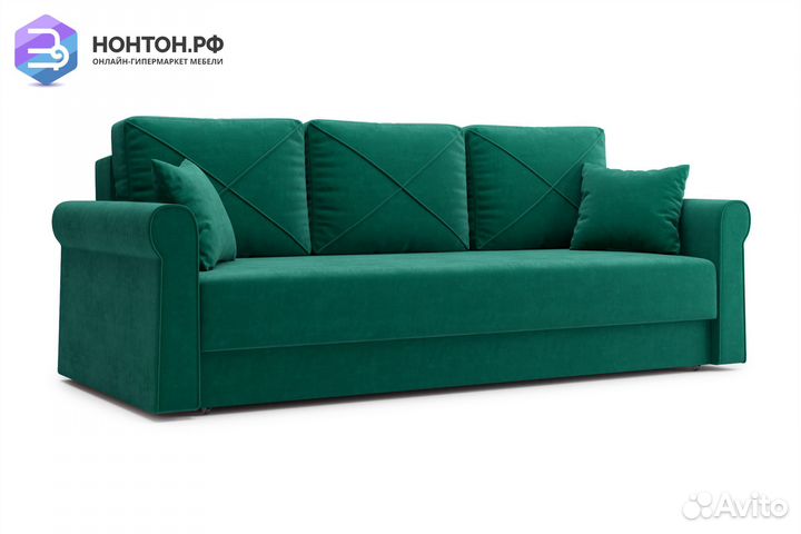 Диван еврокнижка Лира 3-х местный изумрудный