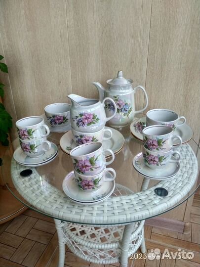 Кофейно-чайный перламутровый сервиз