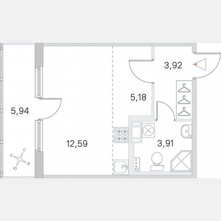 Квартира-студия, 28,6 м², 3/4 эт.