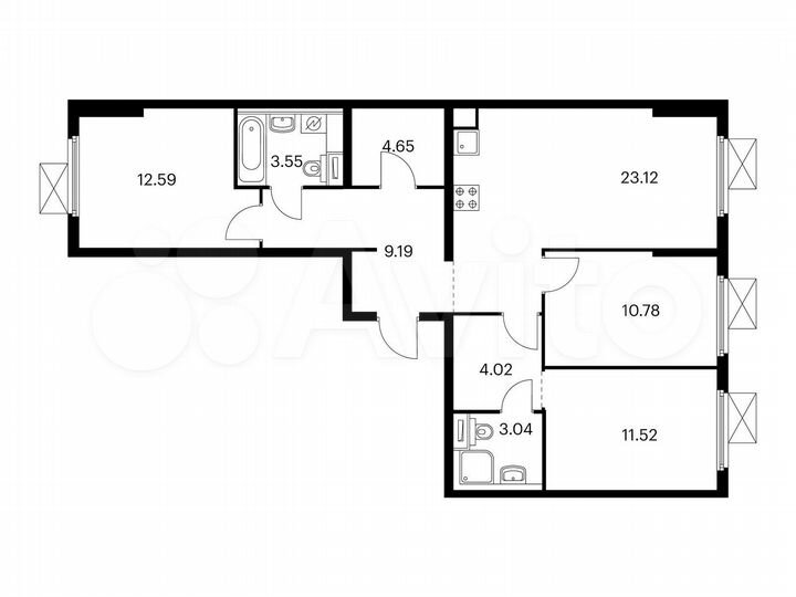 3-к. квартира, 82,5 м², 9/9 эт.