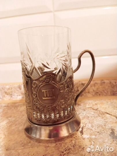 Хрустальный стакан и подстаканник Таврия