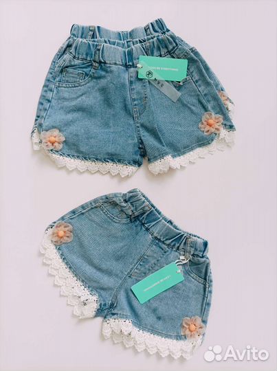 Джинсовые шорты с кружевом для девочки