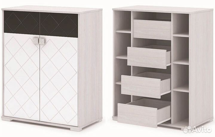 Комод 4 ящика с распашными дверями Сальма