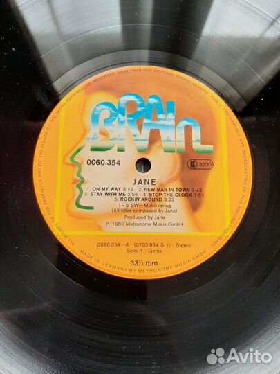 Jane/ jane/ 1980 brain/ 0060.354/ germany/ EX+/EX+