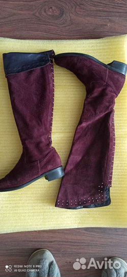 Сапоги ботфорты натуральная замша
