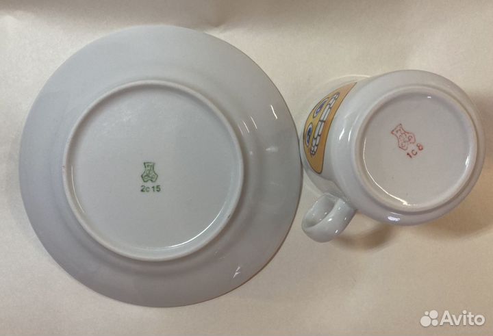 Чашка и блюдце посуда детский набор Колобок