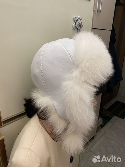 Шапка ушанка натуральный мех и кожа