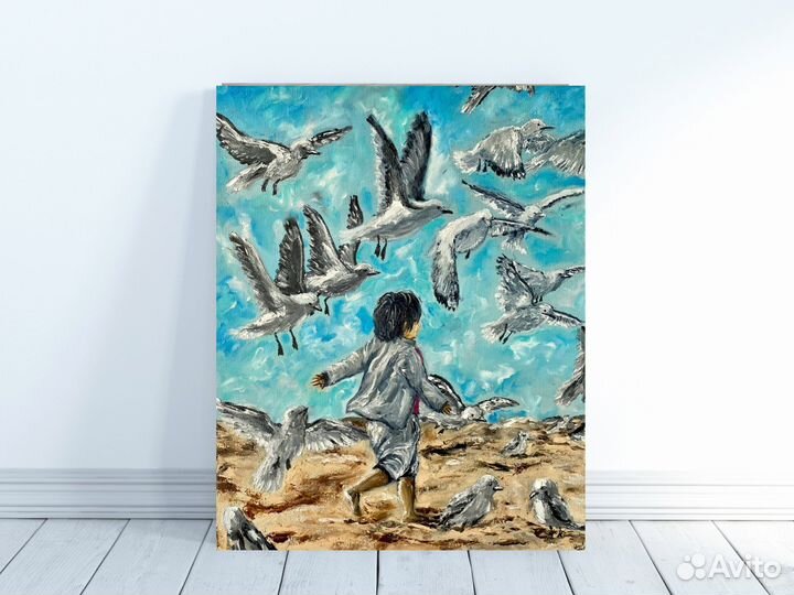 Мальчик Картина Маслом Большая Чайки Море