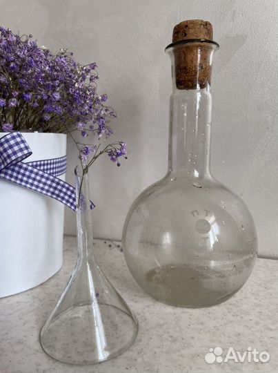 Колба стекло и воронка СССР 1950г