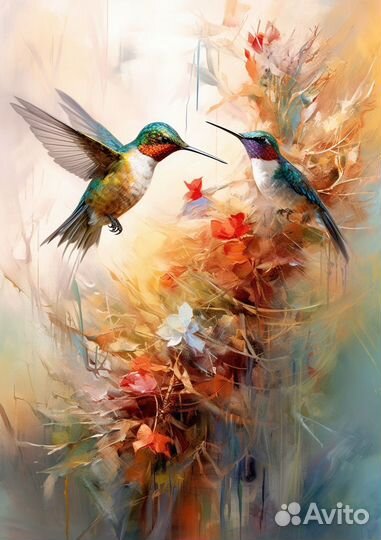 Картина маслом колибри Музейное качество