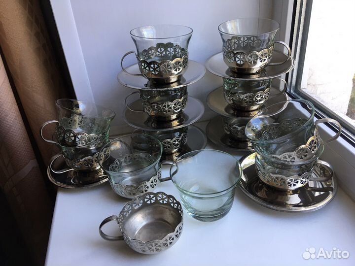 Сервиз чайно-кофейный, металлический, на 12 персон