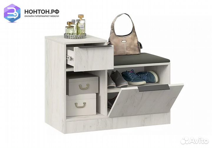 Тумба для обуви комбинированная Агата дуб крафт бе