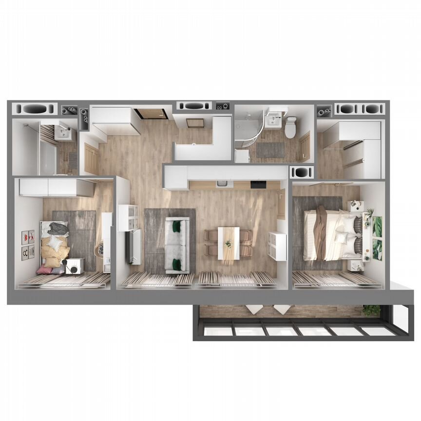 2-к. квартира, 63,7 м², 13/23 эт.