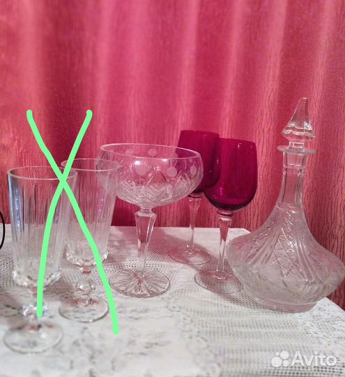 Графин, ваза хрусталь 60 е годы, бокалы