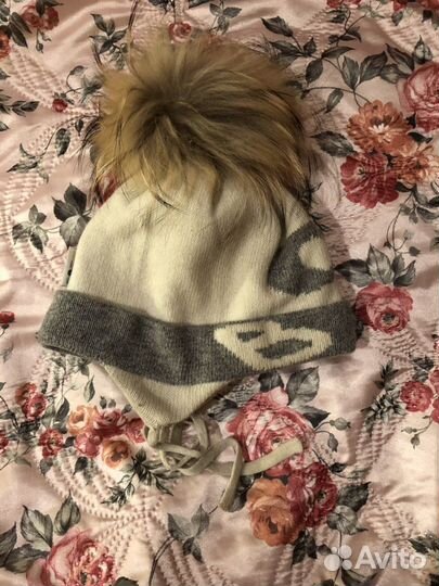 Шерстяная шапка с натуральным мехом