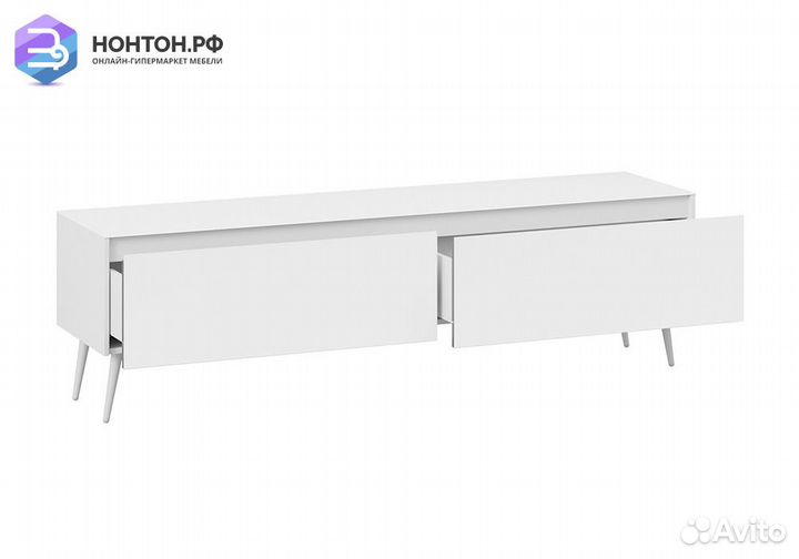 Тв-тумба с опорами Глосс белый глянец