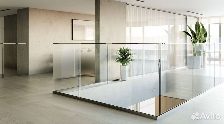 Стеклянное ограждение лестницы на заказ