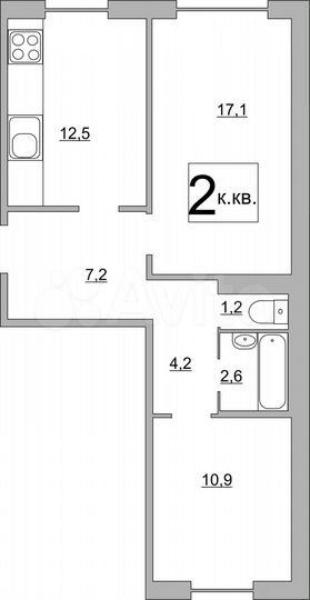 2-к. квартира, 55,7 м², 1/10 эт.