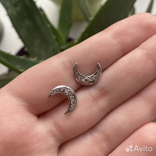 Серебрянные серьги полумесяц Санлайт