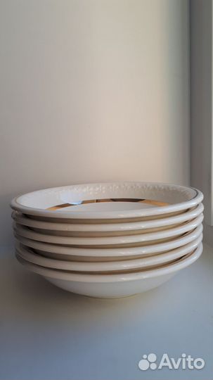 Суповые тарелки 6 шт. обводка золотом,зик Конаково