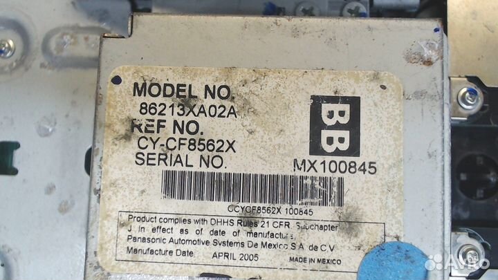 Панель управления магнитолой Subaru Tribeca (B9)