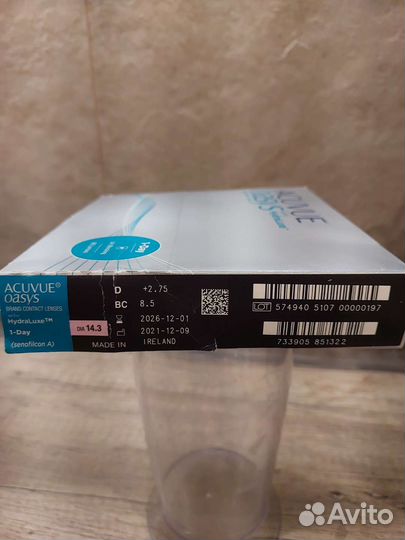 Линзы контактные acuvue oasys 1 day + 2,75 вс 8.5