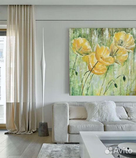 Большая картина маслом на холсте цветы