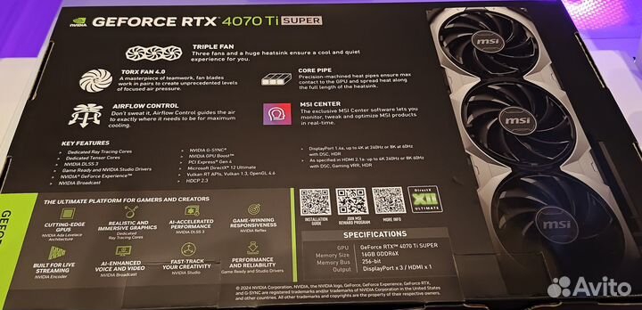 Видеокарта MSI GeForce RTX 4070 Ti super 16G ventu