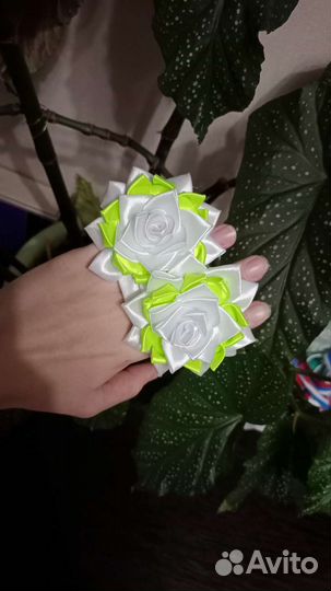 Резинки бантики для волос ручной работы