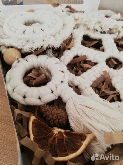 Набор новогодних игрушек - макраме