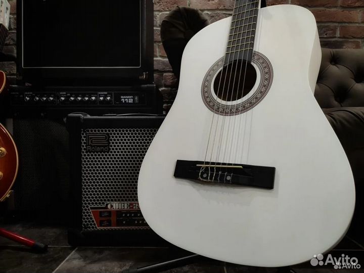 Гитара белая для обучения + Чехол