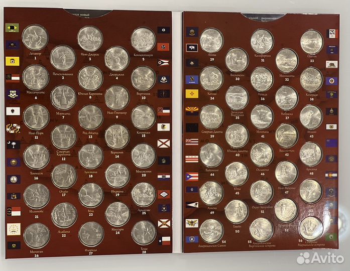 Коллекция монет 25 центов Штаты и территории США